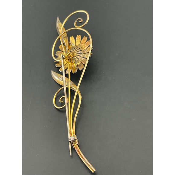 Van Dell Sterling & 12K Gold Filled Floral‎ Spray Brooch 1940s Vintage retro era - Picture 6 of 10